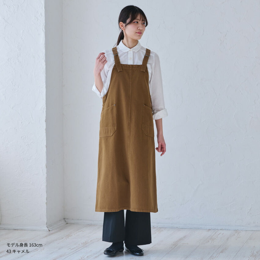 綿麻のキャンバス生地を使ったワンピースエプロン