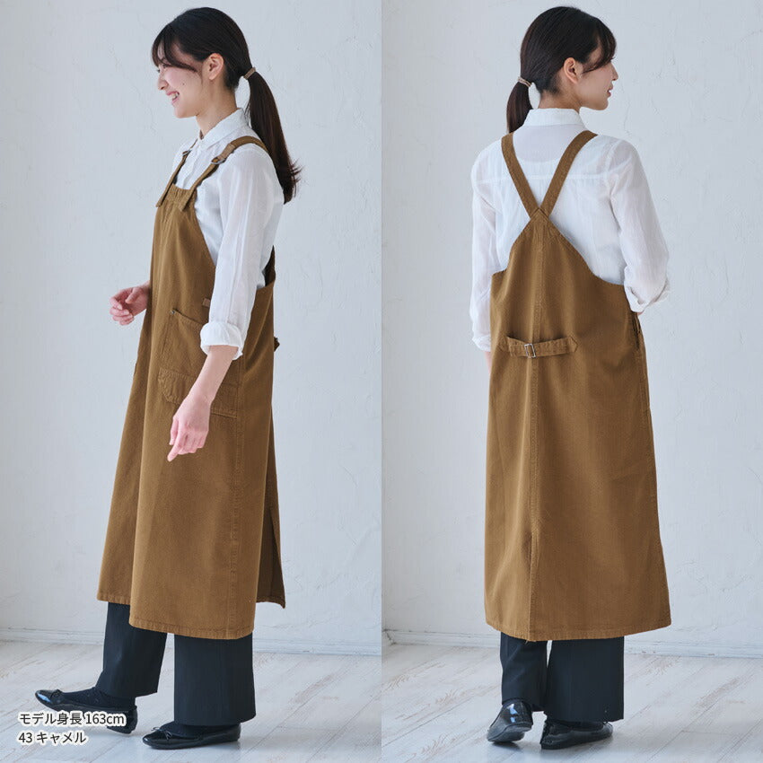 綿麻のキャンバス生地を使ったワンピースエプロン
