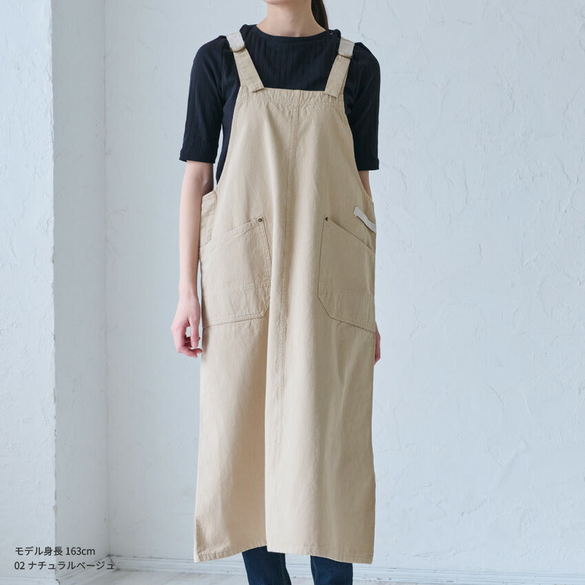 綿麻のキャンバス生地を使ったワンピースエプロン
