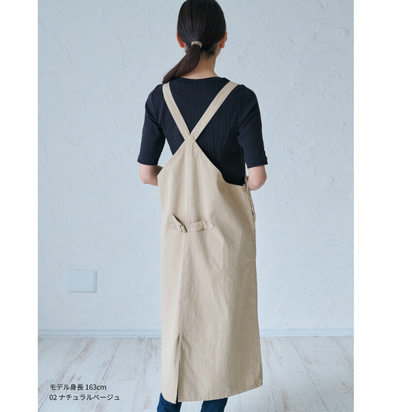 綿麻のキャンバス生地を使ったワンピースエプロン