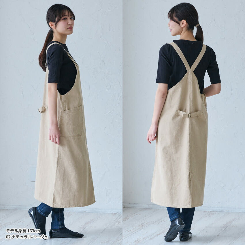 綿麻のキャンバス生地を使ったワンピースエプロン