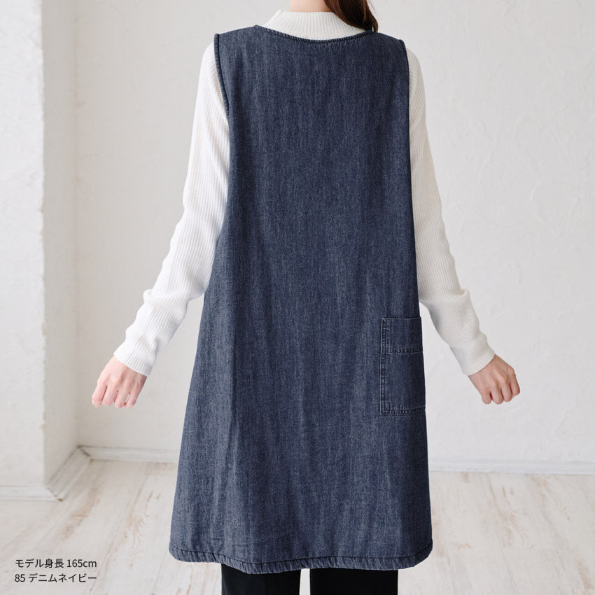 デニム裏ボアエプロン