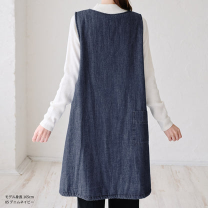 デニム裏ボアエプロン