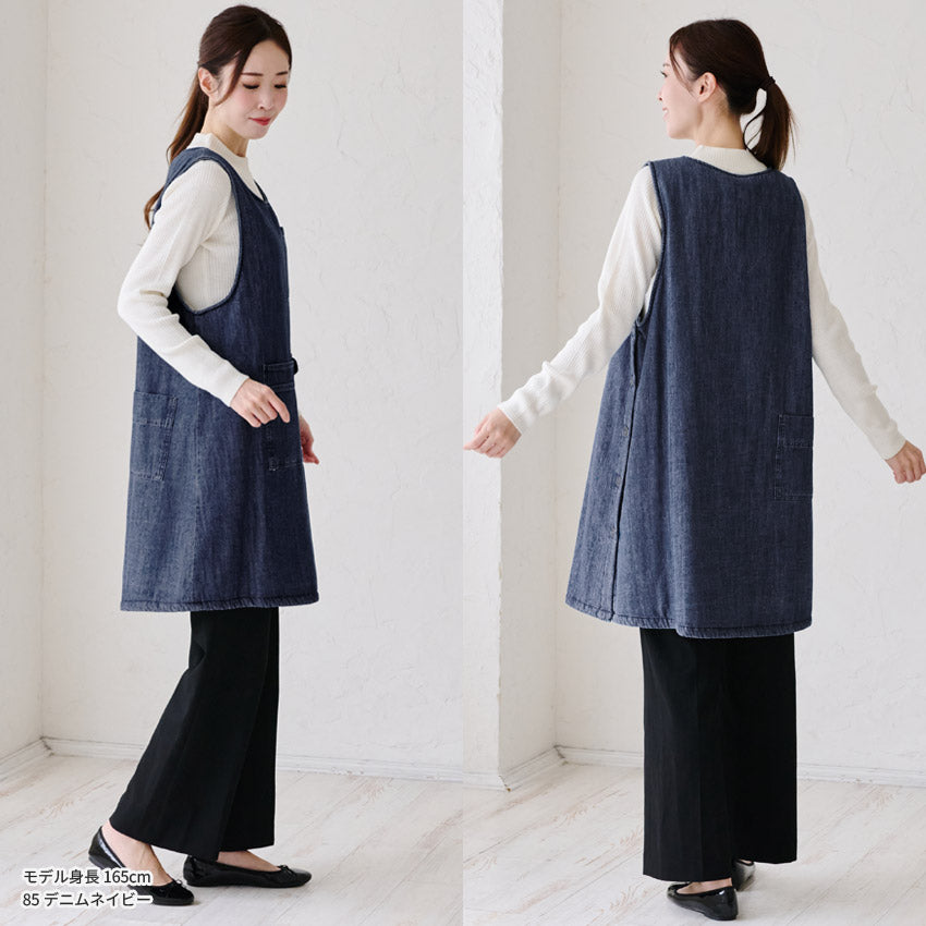 デニム裏ボアエプロン