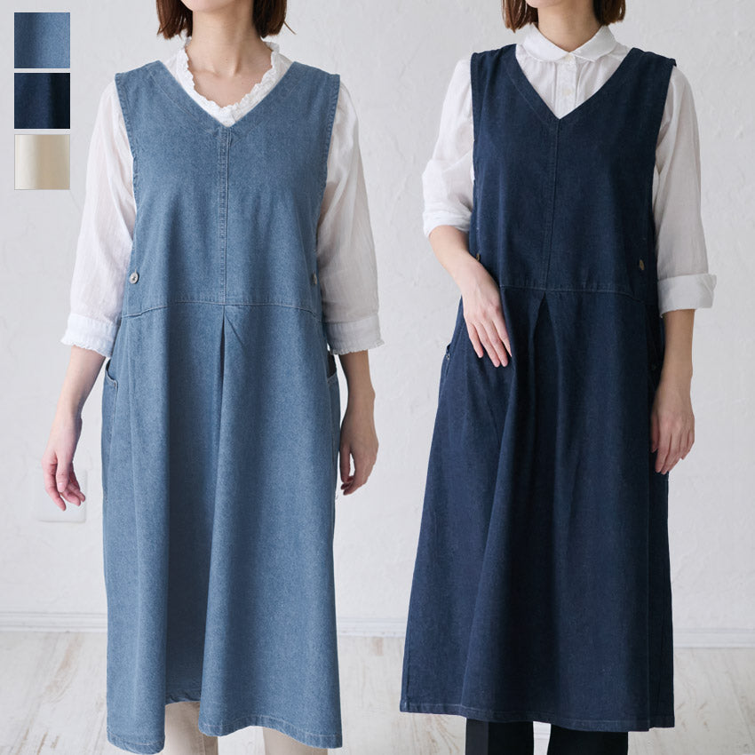 前後2WAY着用可能デニムワンピースエプロン