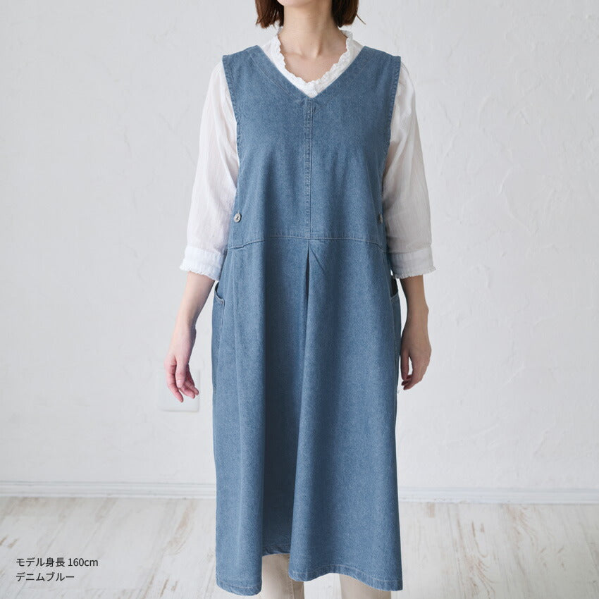 前後2WAY着用可能デニムワンピースエプロン