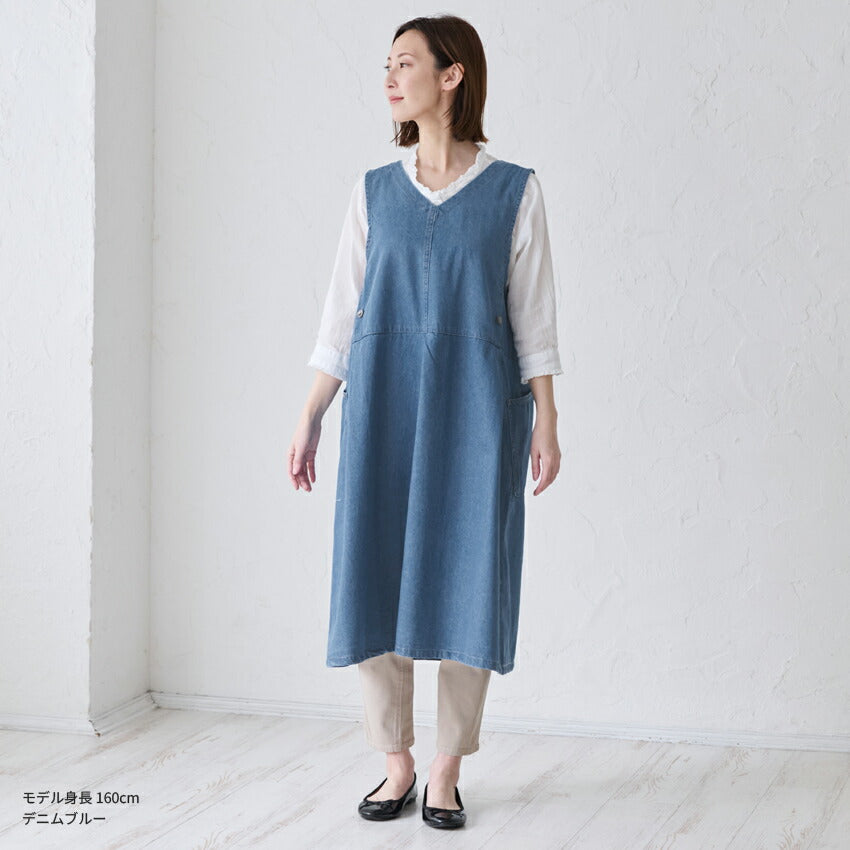 前後2WAY着用可能デニムワンピースエプロン