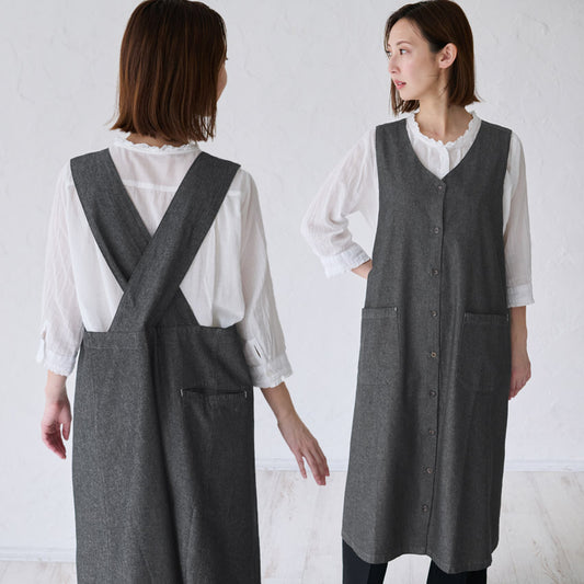 2WAYで着れるお尻が隠れるデニムエプロン