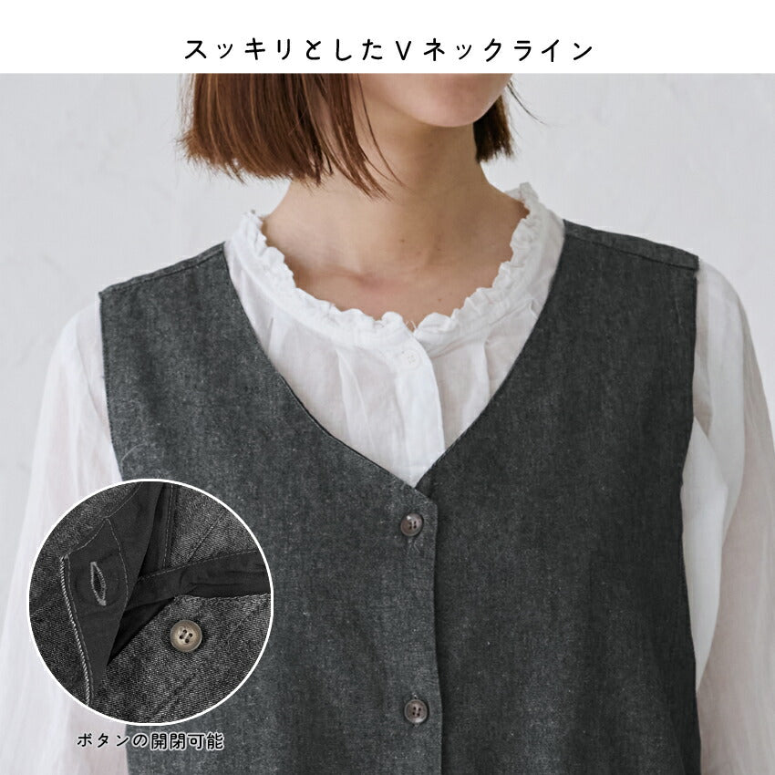 2WAYで着れるお尻が隠れるデニムエプロン