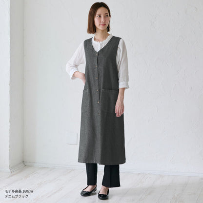 2WAYで着れるお尻が隠れるデニムエプロン