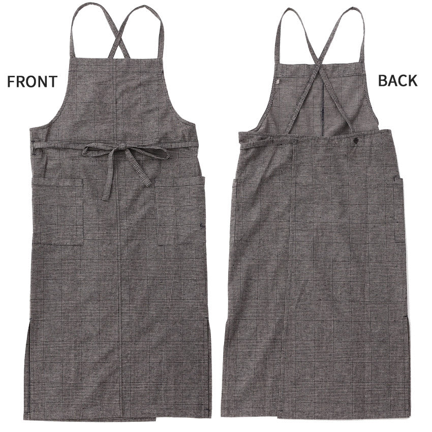 お尻が隠れるチェックロングクロスエプロン