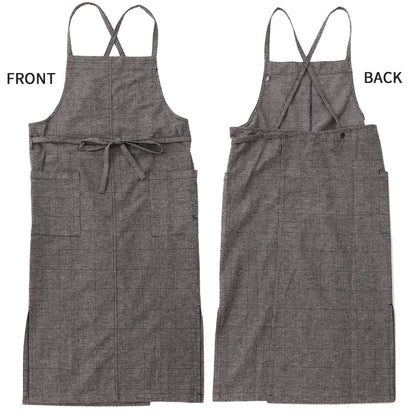 お尻が隠れるチェックロングクロスエプロン