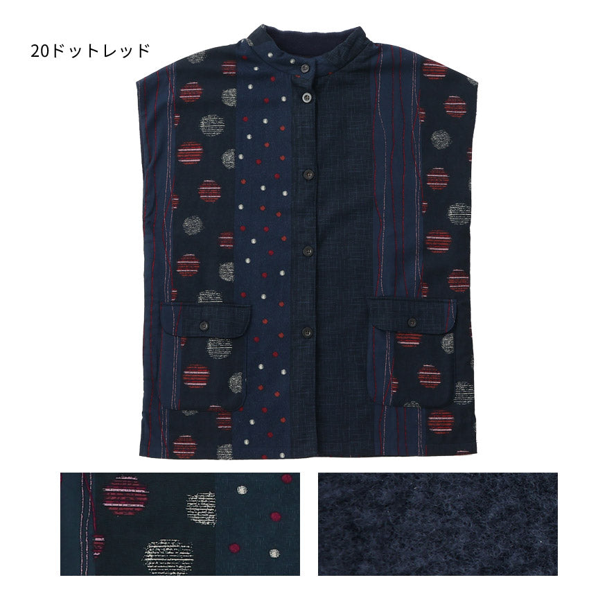 和柄裏フリース割烹着おしゃれゆったりお尻が隠れるかっぽう着スモック割ぽう着裏起毛割烹着裏フリース裏ボアエプロンワンピース保育士ロングドット柄ねこ柄保育士かわいい【メール便不可】