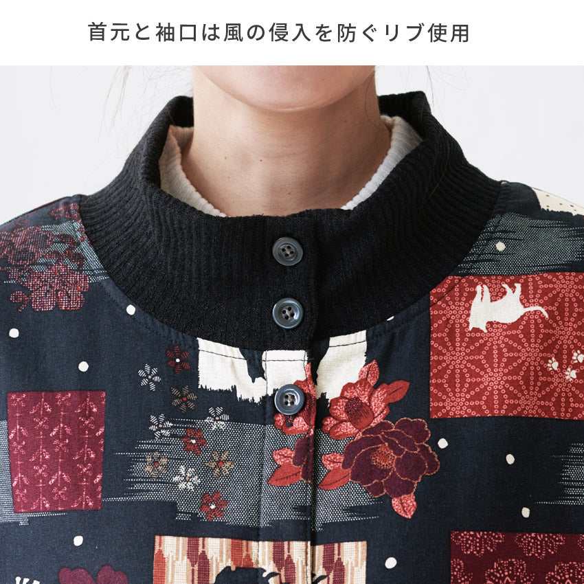 まるで毛布のようなふわふわの裏ボア生地、お尻がすっぽり隠れる割烹着、裏起毛、エプロン、割烹着、ゆったり、フリース、ボア