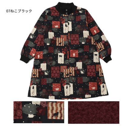 まるで毛布のようなふわふわの裏ボア生地、お尻がすっぽり隠れる割烹着、裏起毛、エプロン、割烹着、ゆったり、フリース、ボア