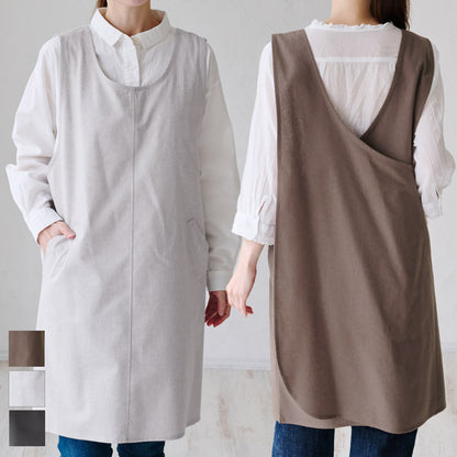 お尻が隠れるチェックロングクロスエプロン