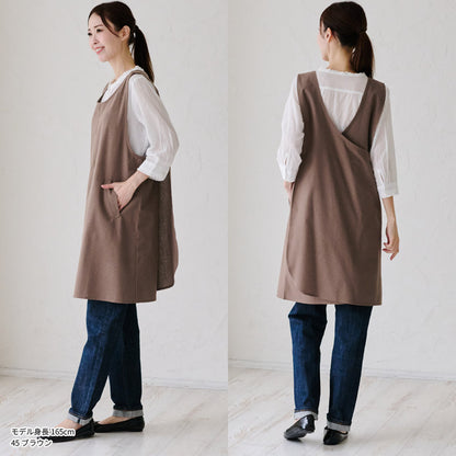 お尻が隠れるチェックロングクロスエプロン