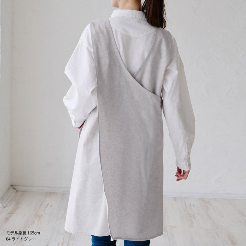 お尻が隠れるチェックロングクロスエプロン