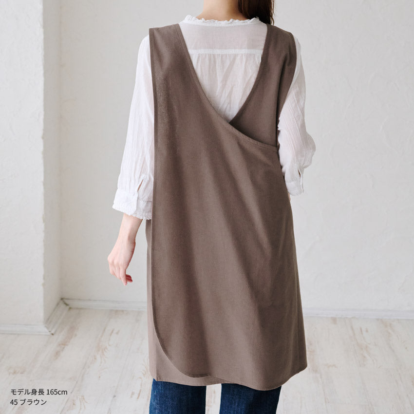 お尻が隠れるチェックロングクロスエプロン