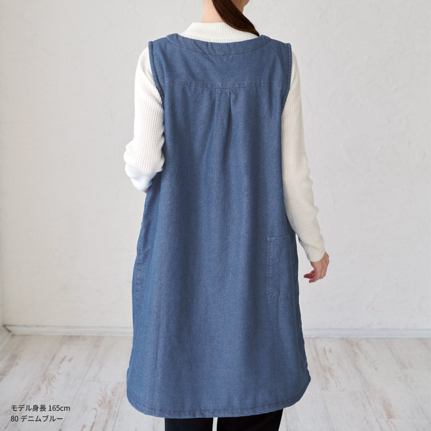 デニム裏ボアエプロン