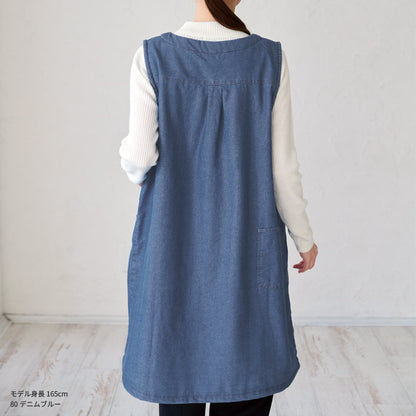 デニム裏ボアエプロン