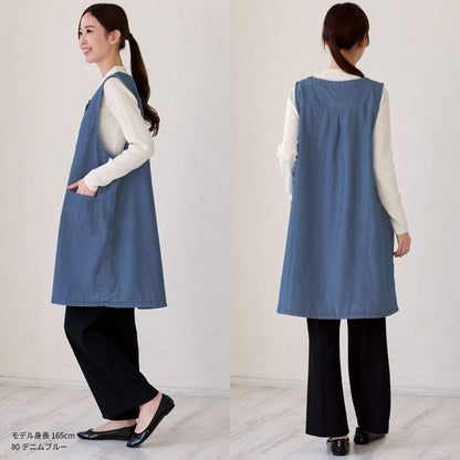 デニム裏ボアエプロン