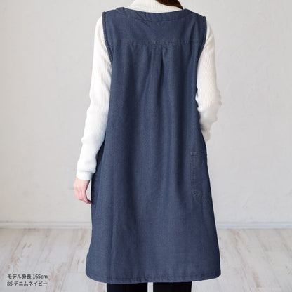 デニム裏ボアエプロン