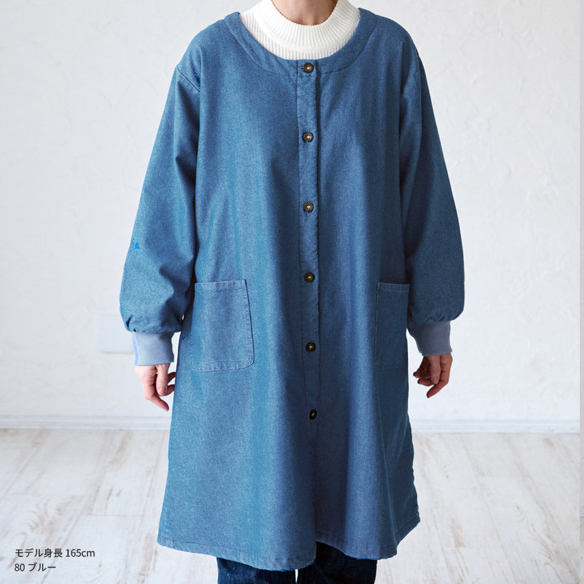 裏起毛、フリース、割烹着、無地、裏ボア、ゆったり、ボア、キルティング、かっぽうぎ、スモック、割ぽう着、シンプル、エプロン、ロング、ワンピース、保育士、ロング、ギフト、おしゃれ、かわいい、母の日、ギフト、プレゼント