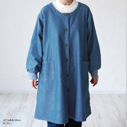 裏起毛、フリース、割烹着、無地、裏ボア、ゆったり、ボア、キルティング、かっぽうぎ、スモック、割ぽう着、シンプル、エプロン、ロング、ワンピース、保育士、ロング、ギフト、おしゃれ、かわいい、母の日、ギフト、プレゼント