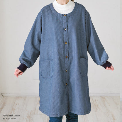 裏起毛、フリース、割烹着、無地、裏ボア、ゆったり、ボア、キルティング、かっぽうぎ、スモック、割ぽう着、シンプル、エプロン、ロング、ワンピース、保育士、ロング、ギフト、おしゃれ、かわいい、母の日、ギフト、プレゼント