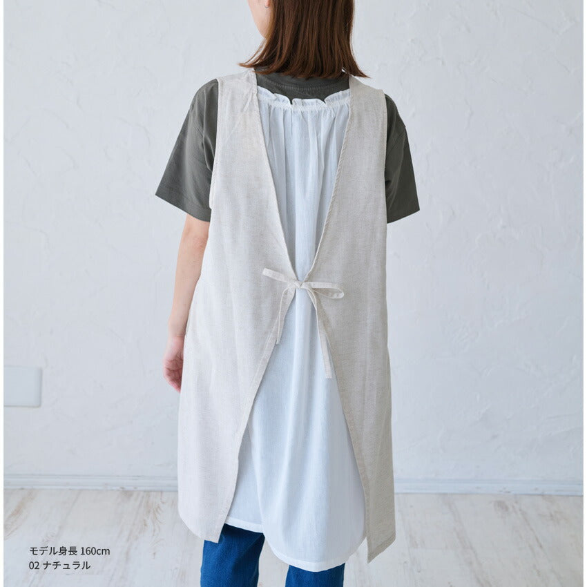ミモザ刺繍エプロンワンピース
