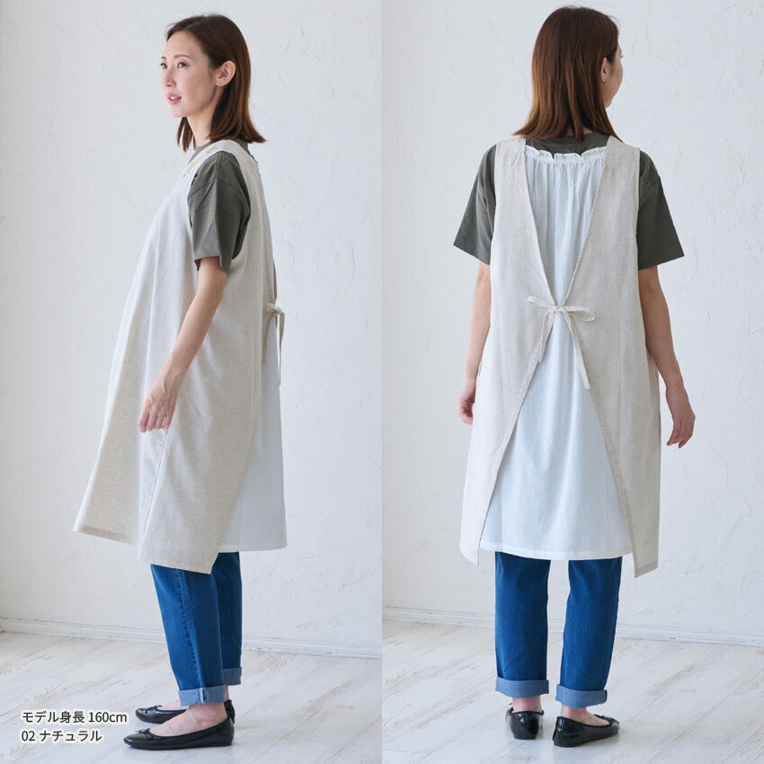 ミモザ刺繍エプロンワンピース