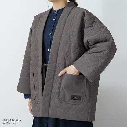 雲形キルトのあったかはんてん半纏レディースおしゃれ半纏冬裏起毛裏ボア裏シャギーちゃんちゃんこアウトドア暖かい軽いキルティング部屋着防寒ルームウェア無地シンプル薄手ハンテンML