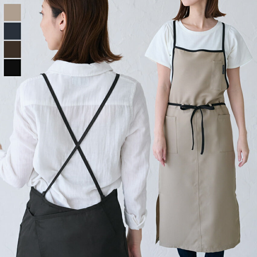 撥水ショート丈サロンエプロンサロンエプロンギャルソン無地かわいい前掛け可愛い料理