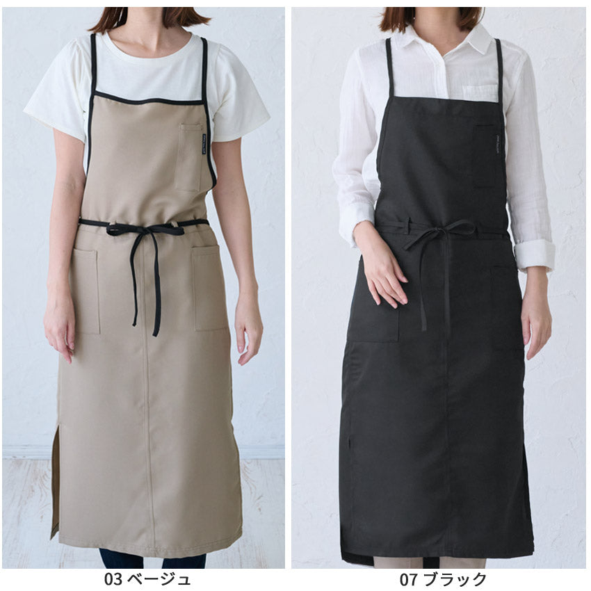 撥水ロング丈ラップエプロンワンピースエプロンワンピースはっ水かわいいおしゃれ保育士黒エプロンカフェエプロンロングギャルソン無地ギフトサロンレディース