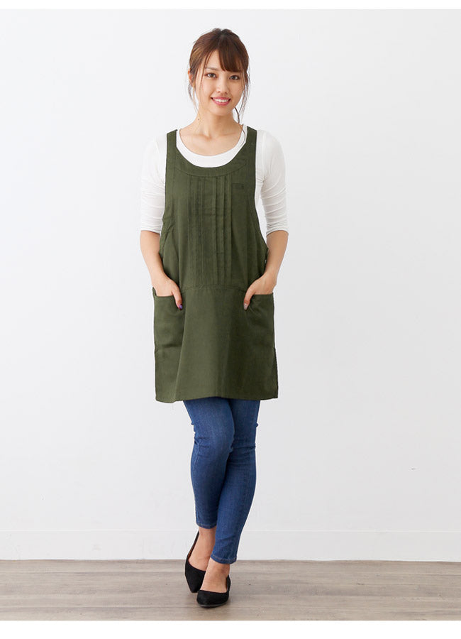 撥水ショート丈サロンエプロンサロンエプロンギャルソン無地かわいい前掛け可愛い料理