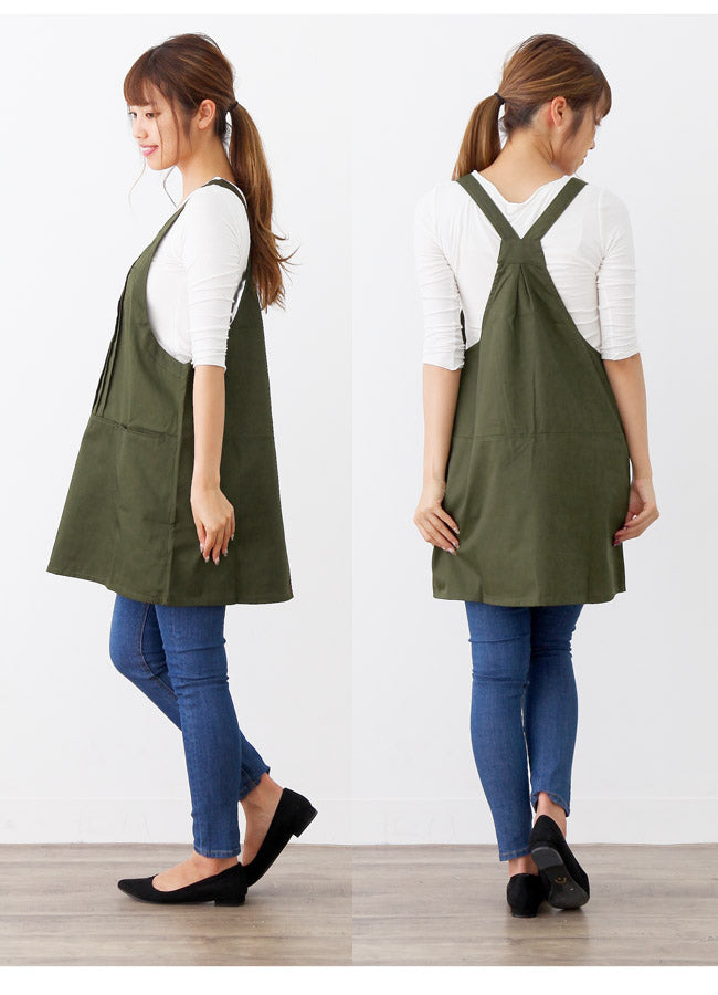 撥水ショート丈サロンエプロンサロンエプロンギャルソン無地かわいい前掛け可愛い料理