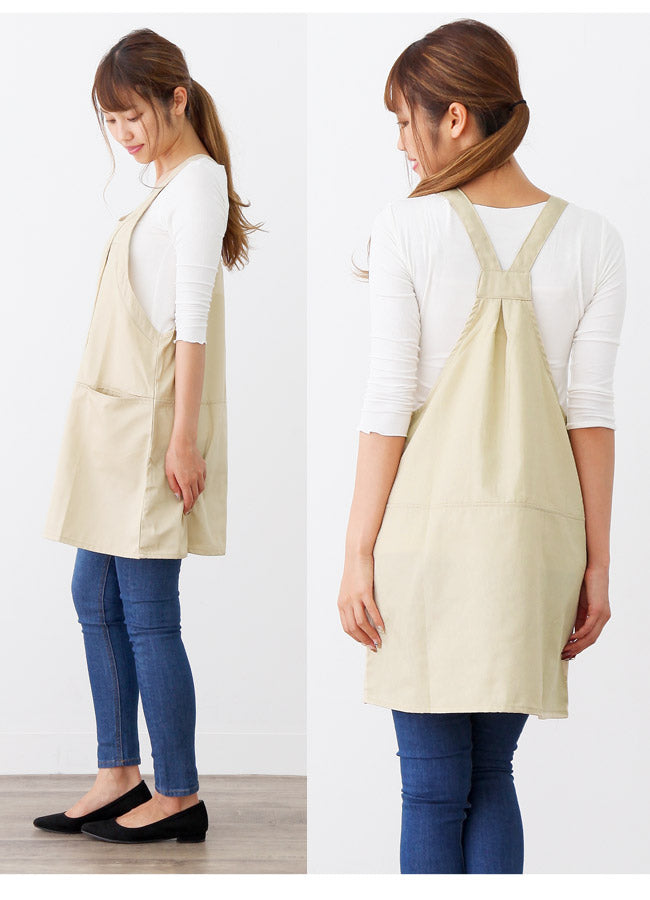 撥水ショート丈サロンエプロンサロンエプロンギャルソン無地かわいい前掛け可愛い料理