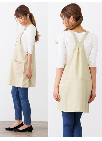 撥水ショート丈サロンエプロンサロンエプロンギャルソン無地かわいい前掛け可愛い料理