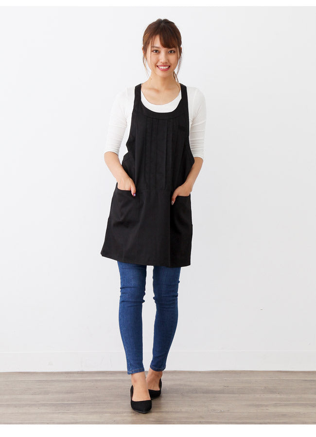 撥水ショート丈サロンエプロンサロンエプロンギャルソン無地かわいい前掛け可愛い料理