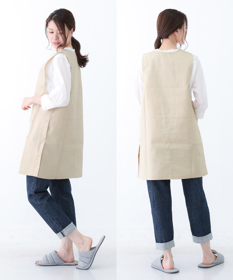 撥水,脇ボタン,ワンピース,エプロン,ツイル生地,無地,ロング,ミドル,はっ水,かわいい,前掛け,可愛い,料理,ギフト,プレゼント,保育士,エプロン,ゆったり,大きいサイズ,大きい