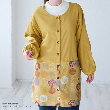 裏起毛、フリース、割烹着、無地、裏ボア、ゆったり、ボア、キルティング、かっぽうぎ、スモック、割ぽう着、シンプル、エプロン、ロング、ワンピース、保育士、ロング、ギフト、おしゃれ、かわいい、母の日、ギフト、プレゼント