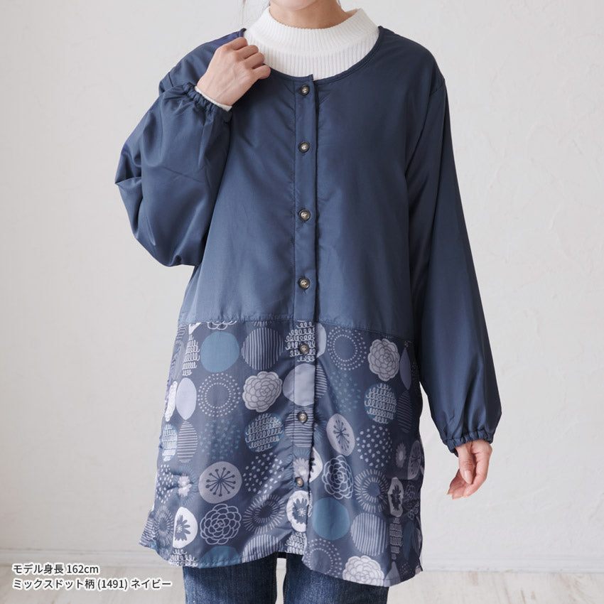 裏起毛、フリース、割烹着、無地、裏ボア、ゆったり、ボア、キルティング、かっぽうぎ、スモック、割ぽう着、シンプル、エプロン、ロング、ワンピース、保育士、ロング、ギフト、おしゃれ、かわいい、母の日、ギフト、プレゼント