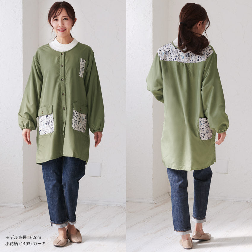 裏起毛、フリース、割烹着、無地、裏ボア、ゆったり、ボア、キルティング、かっぽうぎ、スモック、割ぽう着、シンプル、エプロン、ロング、ワンピース、保育士、ロング、ギフト、おしゃれ、かわいい、母の日、ギフト、プレゼント