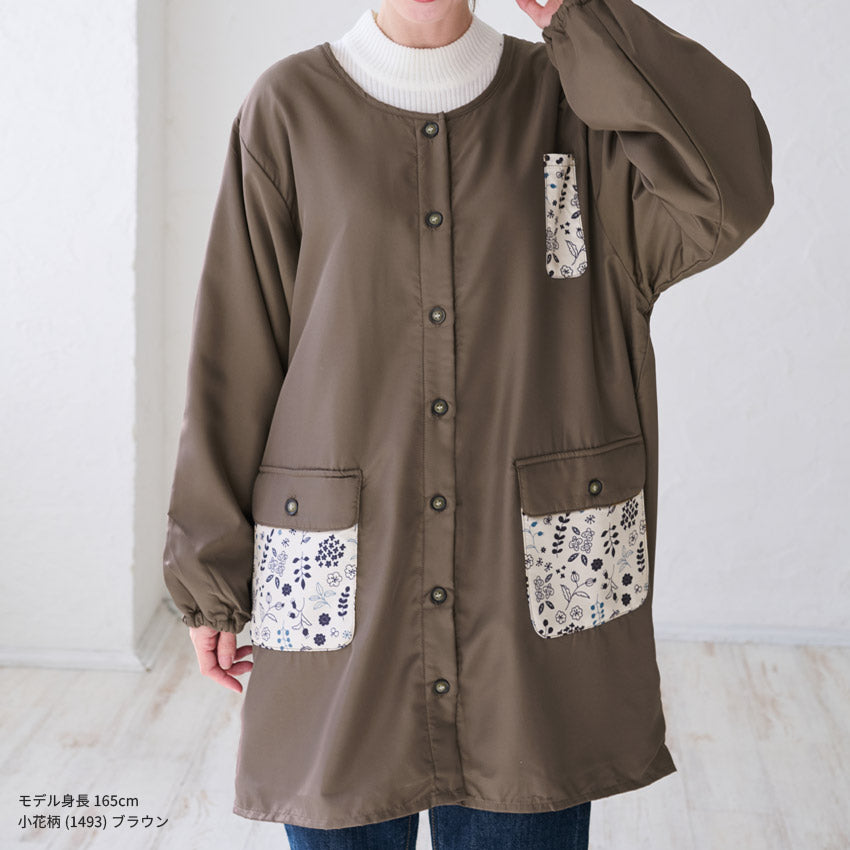 裏起毛、フリース、割烹着、無地、裏ボア、ゆったり、ボア、キルティング、かっぽうぎ、スモック、割ぽう着、シンプル、エプロン、ロング、ワンピース、保育士、ロング、ギフト、おしゃれ、かわいい、母の日、ギフト、プレゼント