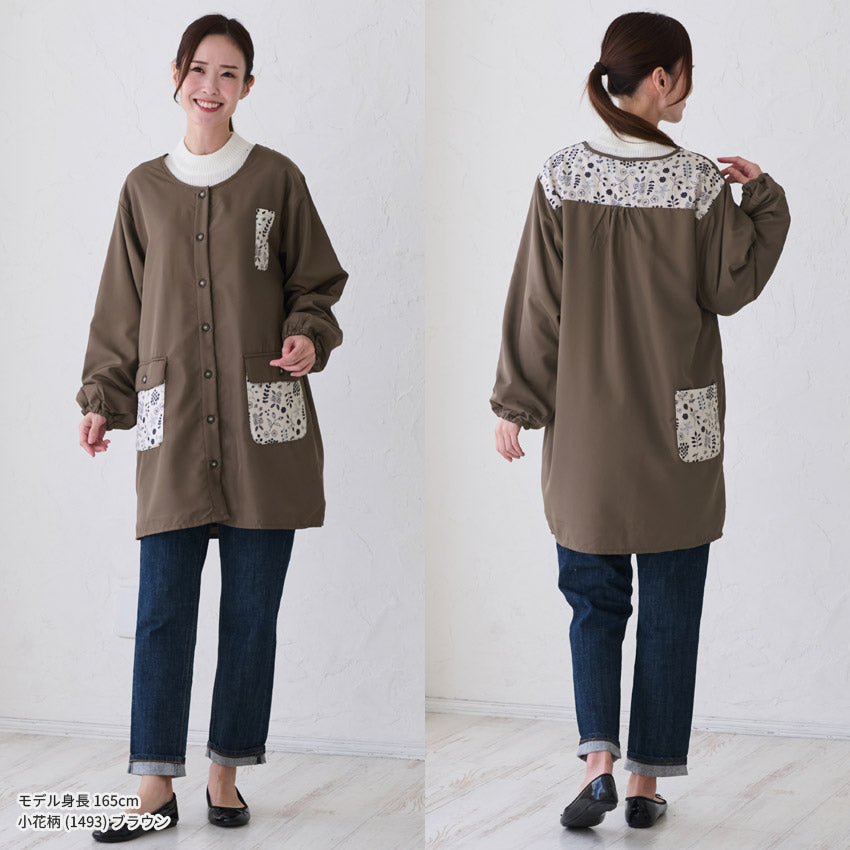 裏起毛、フリース、割烹着、無地、裏ボア、ゆったり、ボア、キルティング、かっぽうぎ、スモック、割ぽう着、シンプル、エプロン、ロング、ワンピース、保育士、ロング、ギフト、おしゃれ、かわいい、母の日、ギフト、プレゼント