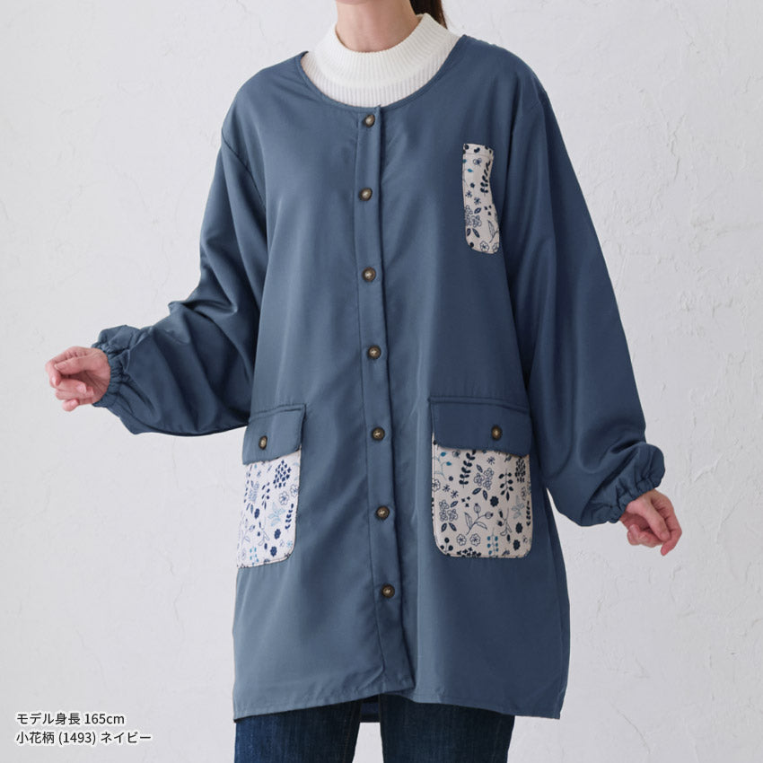 裏起毛、フリース、割烹着、無地、裏ボア、ゆったり、ボア、キルティング、かっぽうぎ、スモック、割ぽう着、シンプル、エプロン、ロング、ワンピース、保育士、ロング、ギフト、おしゃれ、かわいい、母の日、ギフト、プレゼント