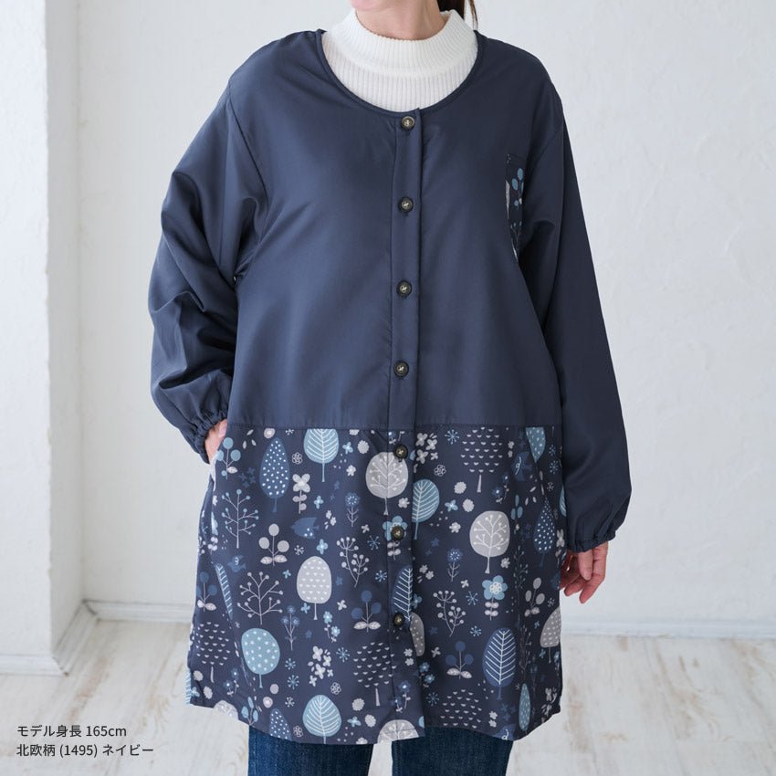 裏起毛、フリース、割烹着、無地、裏ボア、ゆったり、ボア、キルティング、かっぽうぎ、スモック、割ぽう着、シンプル、エプロン、ロング、ワンピース、保育士、ロング、ギフト、おしゃれ、かわいい、母の日、ギフト、プレゼント