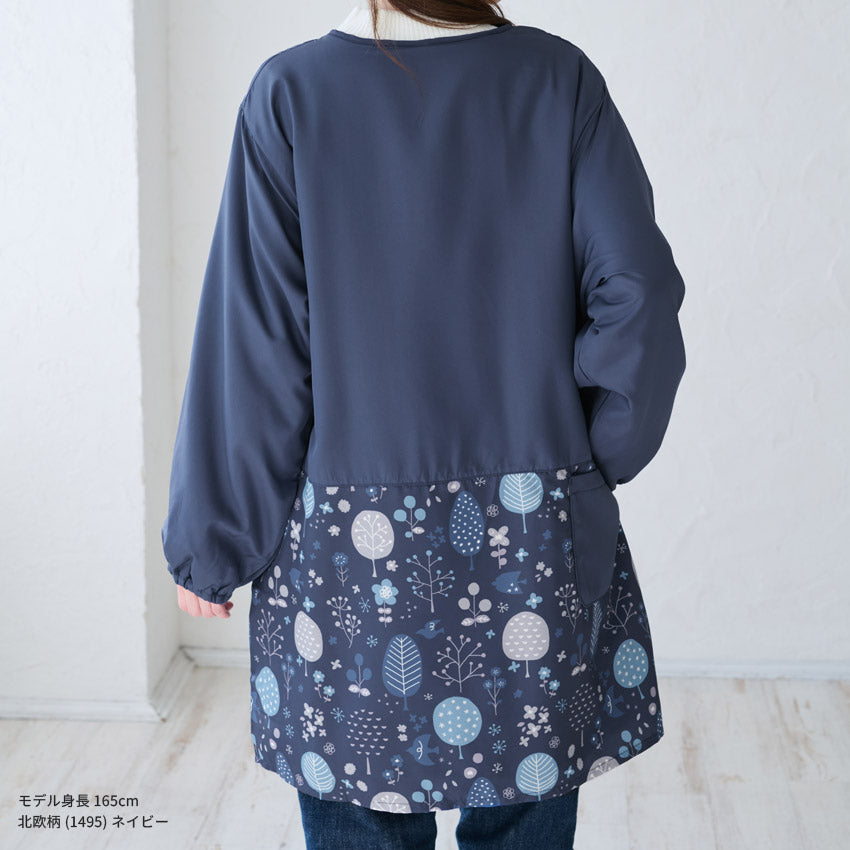 裏起毛、フリース、割烹着、無地、裏ボア、ゆったり、ボア、キルティング、かっぽうぎ、スモック、割ぽう着、シンプル、エプロン、ロング、ワンピース、保育士、ロング、ギフト、おしゃれ、かわいい、母の日、ギフト、プレゼント