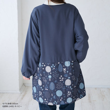 裏起毛、フリース、割烹着、無地、裏ボア、ゆったり、ボア、キルティング、かっぽうぎ、スモック、割ぽう着、シンプル、エプロン、ロング、ワンピース、保育士、ロング、ギフト、おしゃれ、かわいい、母の日、ギフト、プレゼント